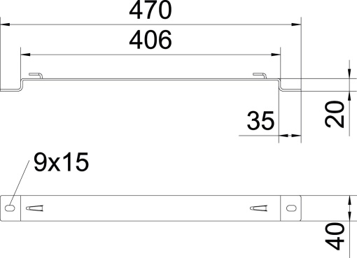Distanciador para caminho de cabos em varão B400mm Aço Galvanizado por imersão a quente após maquinação zinco