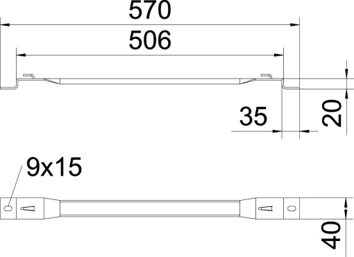 Distanciador para caminho de cabos em varão B500mm Aço Galvanizado por imersão a quente após maquinação zinco