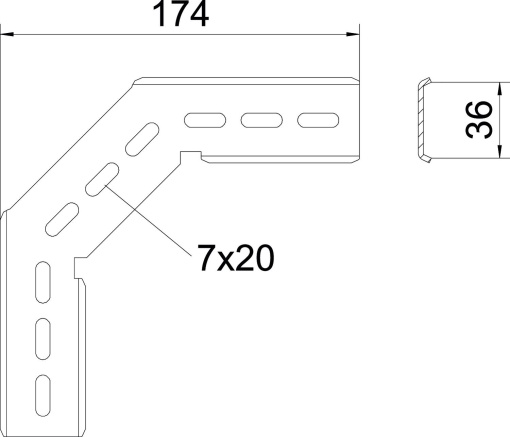 Derivação vertical 90º para caminho cabos em varão C 170x170 Aço inoxidável, livre de ferrugem A2 1.4301 brilhante, pós-tratamento aço inoxidável