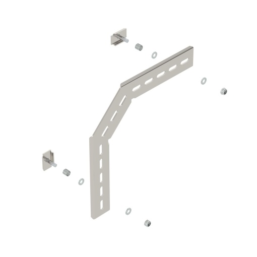 Derivação vertical 90º para caminho cabos em varão C 230x230 Aço inoxidável, livre de ferrugem A2 1.4301 brilhante, pós-tratamento