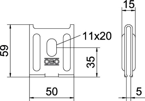 Wall fastener for mesh cable tray 50x59 Aço inoxidável A4 1.4571 brilhante, pós-tratamento