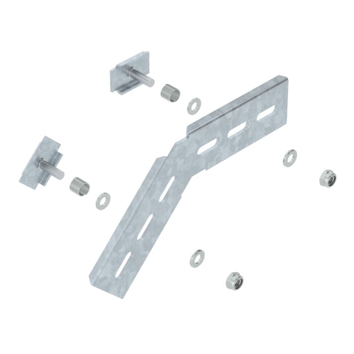 Derivação vertical 45º para caminho cabos em varão C 178x103 Aço galvanizado por imersão a quente após maquinação