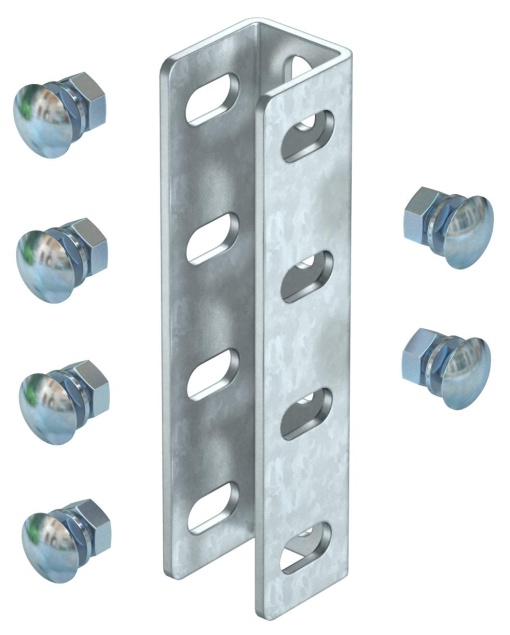 União de perfil U inclui parafusos 190x44 Aço galvanizado por imersão a quente após maquinação