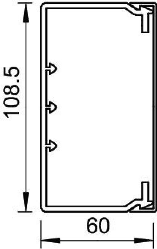 Wall trunking system with base perforation 2000x110x60 Policloreto de vinilo preto RAL 9005