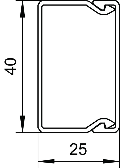 Wall trunking system with base perforation 2000x40x25 Policloreto de vinilo preto RAL 9005