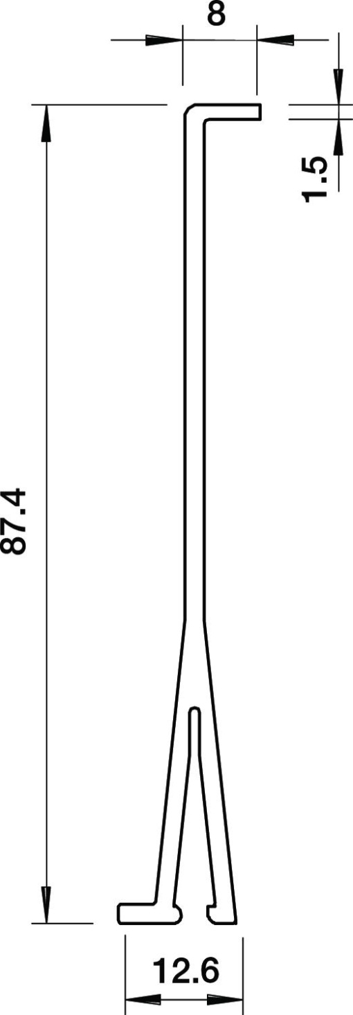 Separador 100x2000mm Policloreto de vinilo cinzento claro RAL 7035