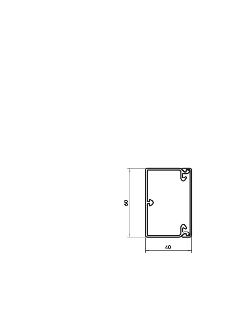Calha com base perfurada 40x60x2000 Policloreto de vinilo cinzento claro RAL 7035