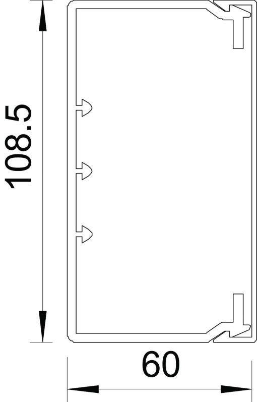 Calha com base perfurada 60x110x2000 Policloreto de vinilo cinzento claro RAL 7035