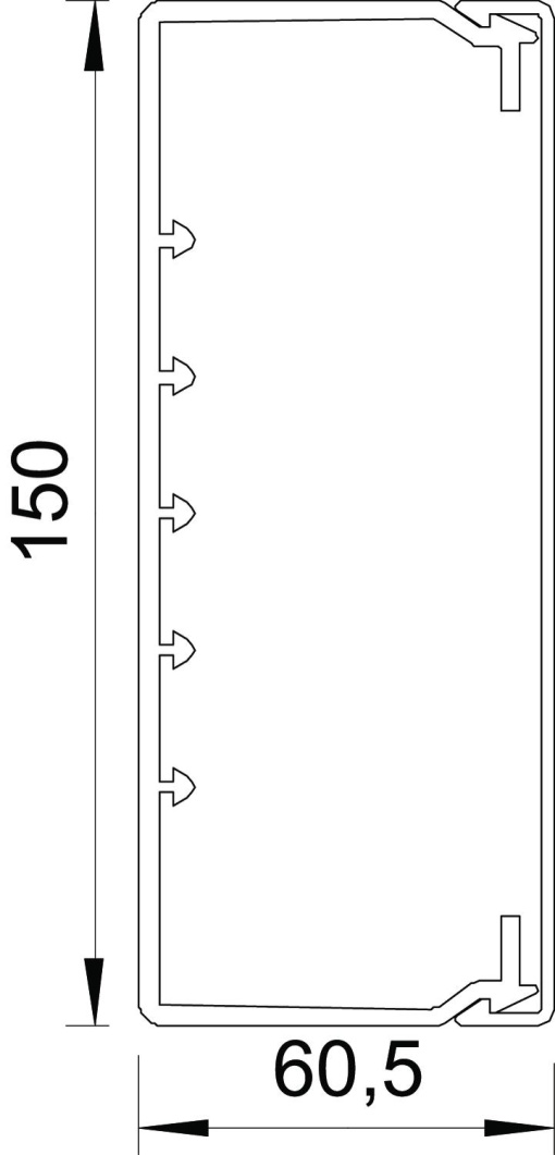 Calha com base perfurada 60x150x2000 Policloreto de vinilo cinzento claro RAL 7035