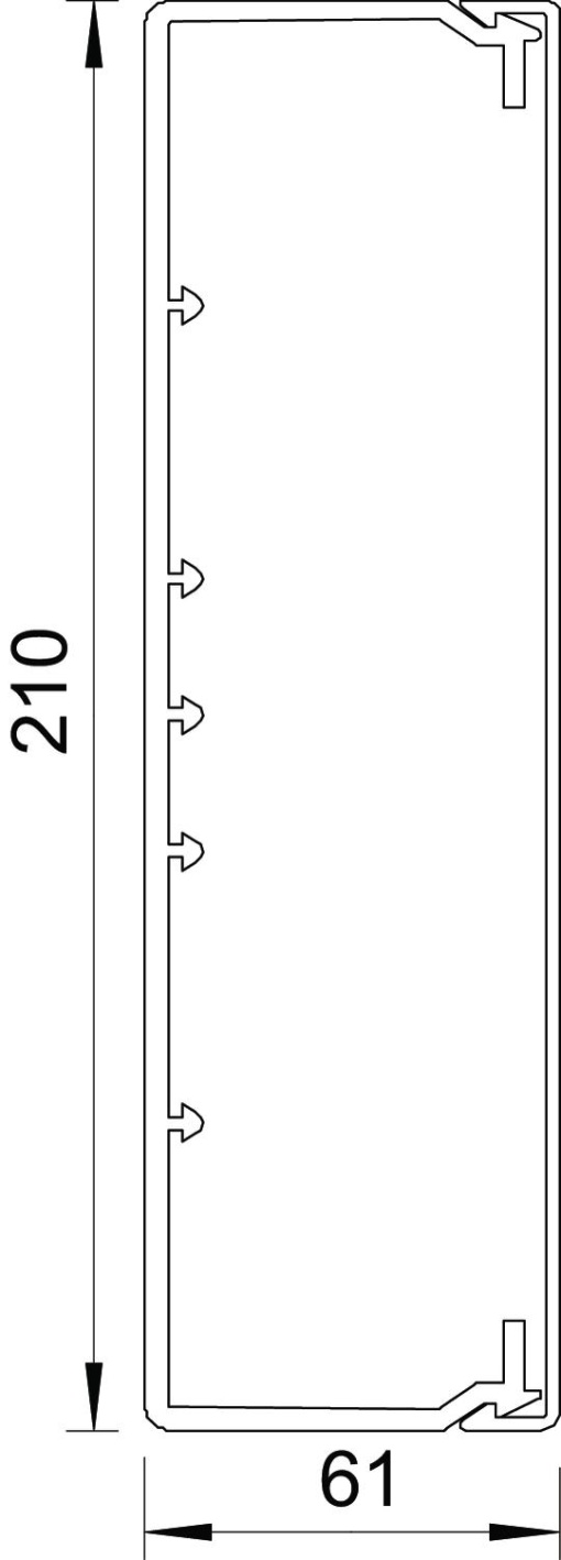 Calha com base perfurada 60x210x2000 Policloreto de vinilo cinzento claro RAL 7035