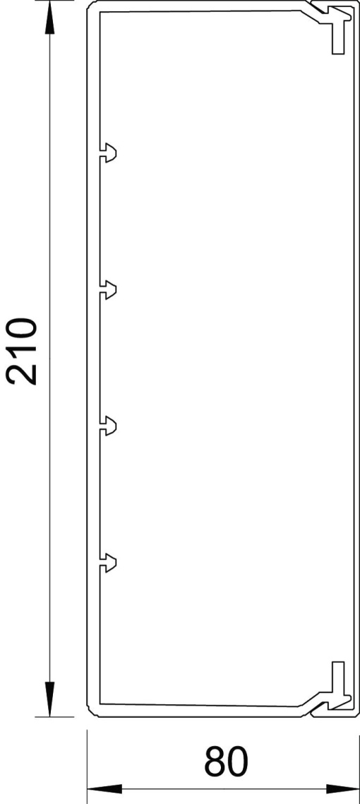 Calha com base perfurada 80x210x2000 Policloreto de vinilo cinzento claro RAL 7035