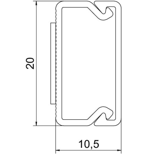 Calha com película adesiva 10x20x2000 Policloreto de vinilo branco puro RAL 9010