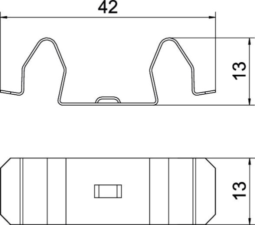 Grampo duplo para fixação de acessórios 42x13x13 Aço inoxidável A2 1.4310 brilhante, pós-tratamento aço inoxidável