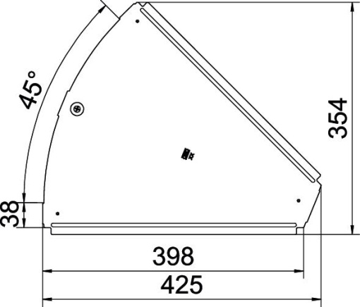 Tampa para ângulo 45 B400mm Aço galvanizado pelo método Sendzimir zinco