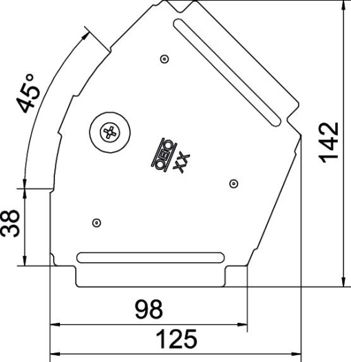 Tampa para ângulo 45 B100mm Aço Galvanização continuazincoalumínio, Double Dip zinco