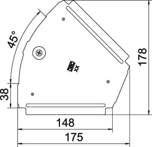 Tampa para ângulo 45 B150mm Aço Galvanização continuazincoalumínio, Double Dip zinco