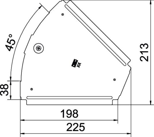 Tampa para ângulo 45 B200mm Aço Galvanização continuazincoalumínio, Double Dip zinco
