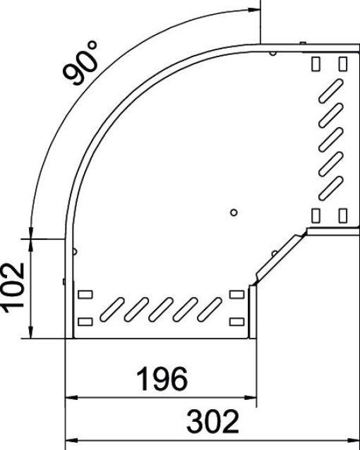 Ângulo 90º para caminho cabos, horizontal 35x200 Aço galvanizado pelo método Sendzimir zinco