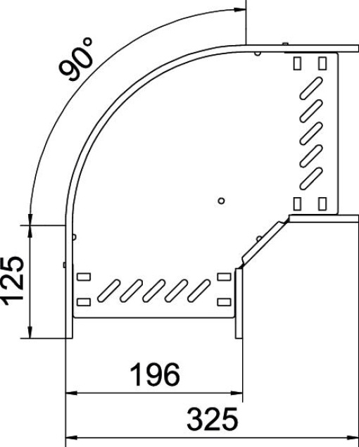 Ângulo 90º para caminho cabos, horizontal 85x200 Aço galvanizado pelo método Sendzimir zinco