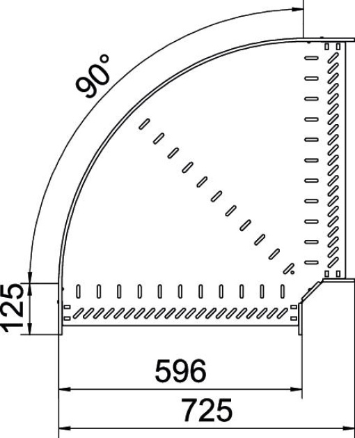 Ângulo 90º para caminho cabos, horizontal 110x600 Aço galvanizado pelo método Sendzimir zinco