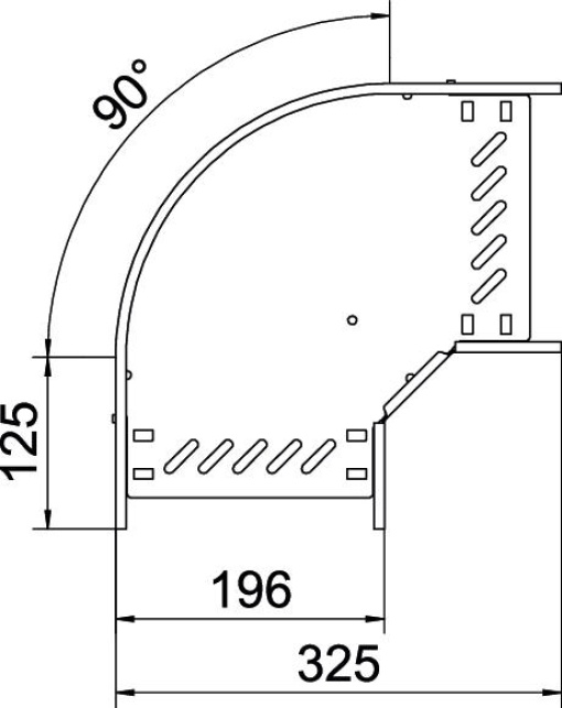 90 bend for cable tray, horizontal 110x200 Aço inoxidável, livre de ferrugem 1.4301 A2 1.4301 brilhante, pós-tratamento aço inoxidável