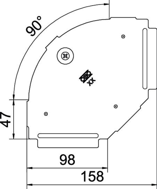Tampa para ângulo 90º B100mm Aço galvanizado pelo método Sendzimir zinco