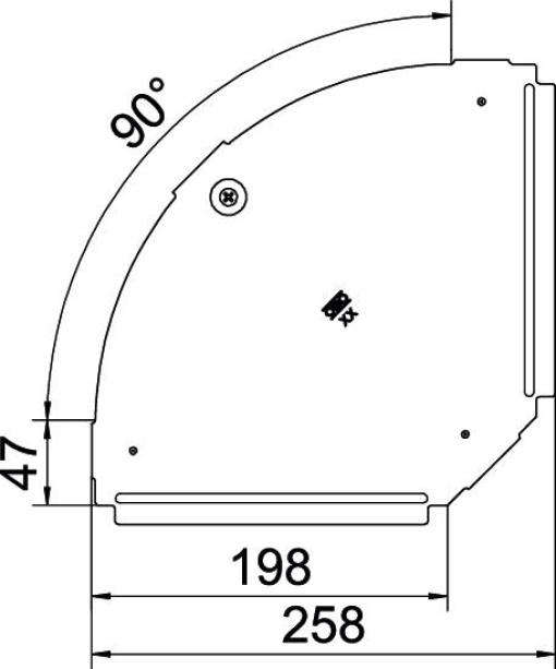 Tampa para ângulo 90º B200mm Aço inoxidável 1.4571 A4 1.4571 brilhante, pós-tratamento aço inoxidável