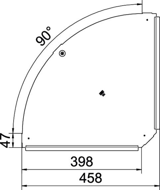 Tampa para ângulo 90º B400mm Aço inoxidável A4 1.4571 brilhante, pós-tratamento aço inoxidável