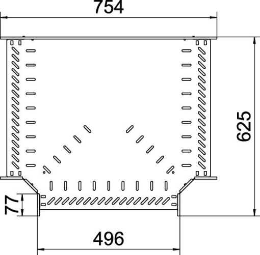 Derivação em T para caminho cabos, horizontal 60x500 Aço galvanizado pelo método Sendzimir zinco