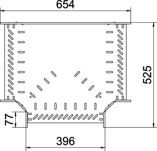 T piece for cable tray, horizontal 60x400 Aço inoxidável A4 1.4571 brilhante, pós-tratamento aço inoxidável