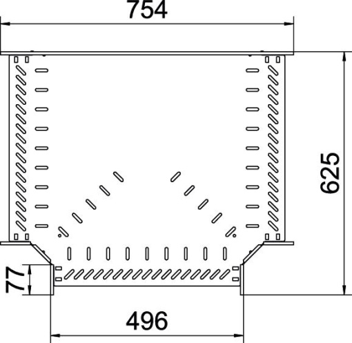 Derivação em T para caminho cabos, horizontal 110x500 Aço galvanizado pelo método Sendzimir zinco