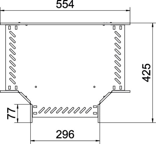 T piece for cable tray, horizontal 110x300 Aço inoxidável, livre de ferrugem A2 1.4301 brilhante, pós-tratamento aço inoxidável