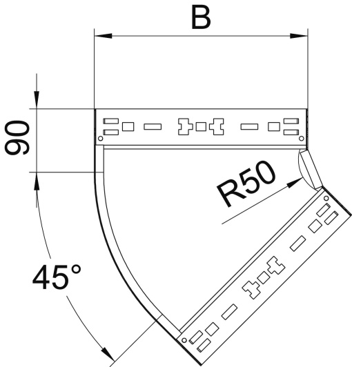 Ângulo 45 com união de encaixe rápido 85x200 Aço galvanizado pelo método Sendzimir