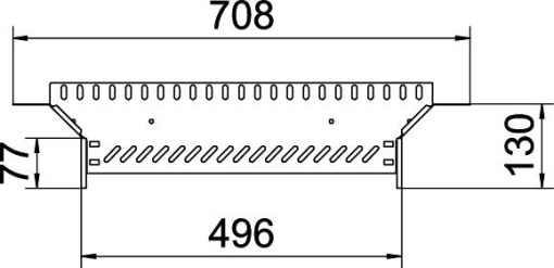 Derivação simples para caminho de cabos em chapa 60x500 Aço inoxidável, livre de ferrugem A2 1.4301 brilhante, pós-tratamento aço inoxidável