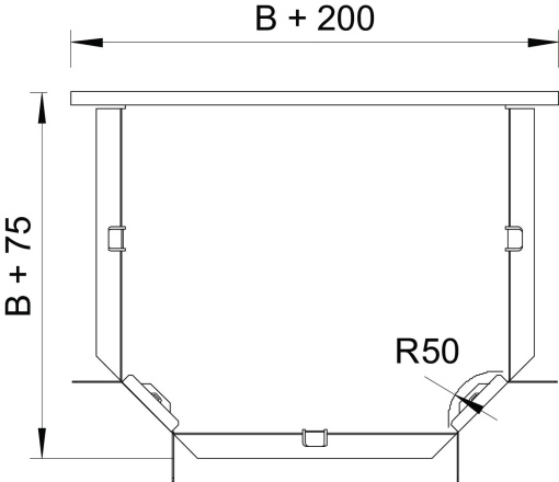 Derivação em T horizontal, com uniões curvas 60x150 Aço galvanizado por imersão a quente após maquinação