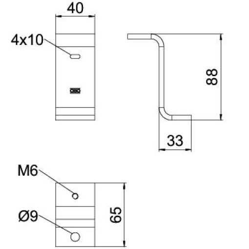 Suporte Z para BKRS para altura de sistema 100 mm 65x40x88 Aço Galvanizado por imersão a quente após maquinação zinco