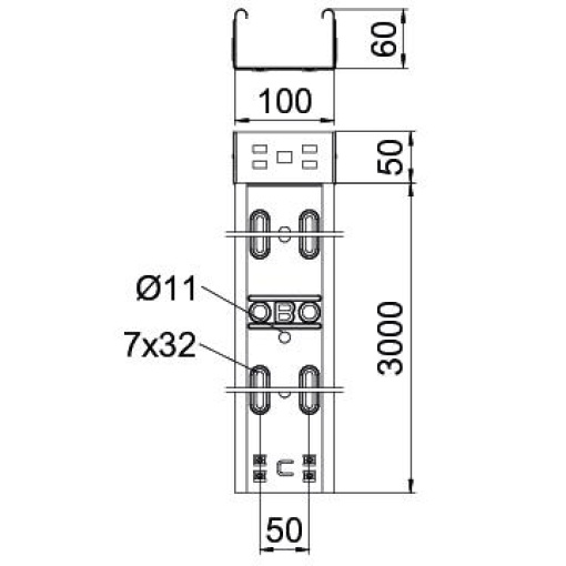 Caminho de cabos em chapa RKSM Magic, com união de encaixe 60x100x3050 Aço PES135 - Poliéster preto RAL 9005