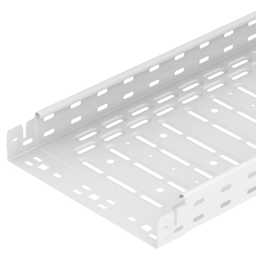 Caminho de cabos em chapa RKSM Magic, com união de encaixe 60x100x3050 Aço PES50 - PoliésterEpóxidoSuperfície de visualização revestida branco puro RAL 9010