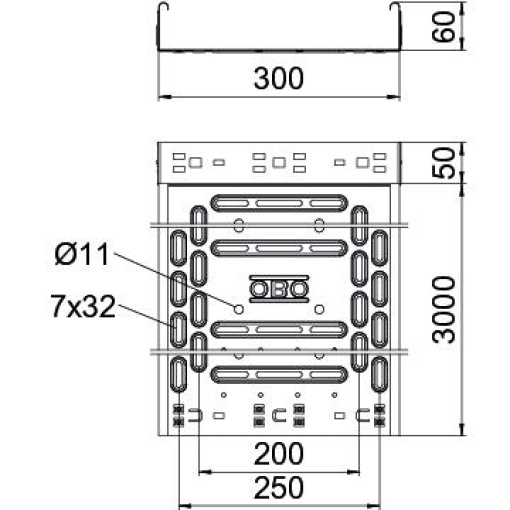 Caminho de cabos em chapa RKSM Magic, com união de encaixe 60x300x3050 Aço PES135 - Poliéster preto RAL 9005