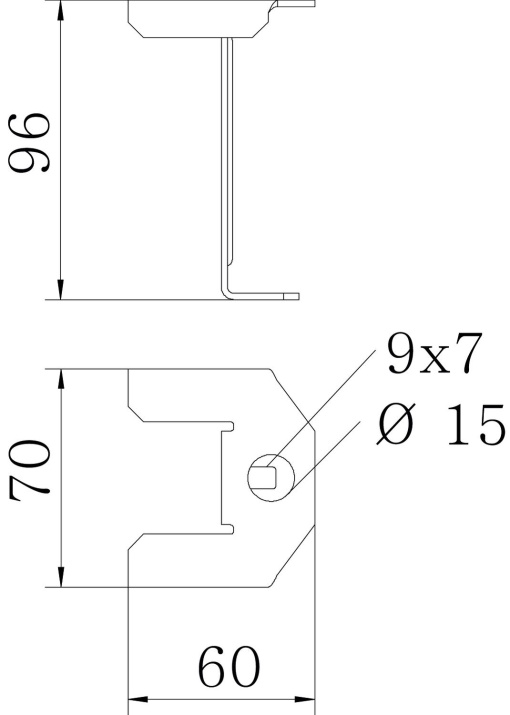 Suporte de tampa para altura do sistema 100 mm 100x70 Aço galvanizado pelo método Sendzimir zinco