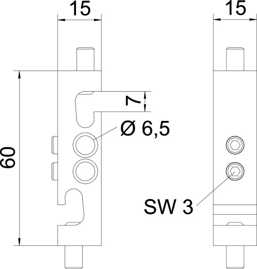 Connection terminal for conductor cable, double 25mm² Latão latão