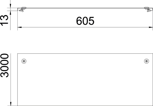 Tampa com ferrolho para c. cabos chapa e escada 600x3000 Aço Galvanização continuazincoalumínio, Double Dip zinco