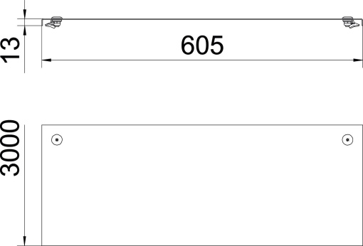 Tampa com ferrolho para c. cabos chapa e escada 600x3000 Aço inoxidável 1.4571 A4 1.4571 brilhante, pós-tratamento aço inoxidável