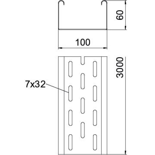 Caminho de cabos em chapa MKS perfurado 60x100x3000 Aço Galvanizado por imersão a quente após maquinação zinco