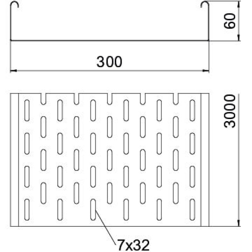 Caminho de cabos em chapa MKS perfurado 60x300x3000 Aço Galvanizado por imersão a quente após maquinação zinco