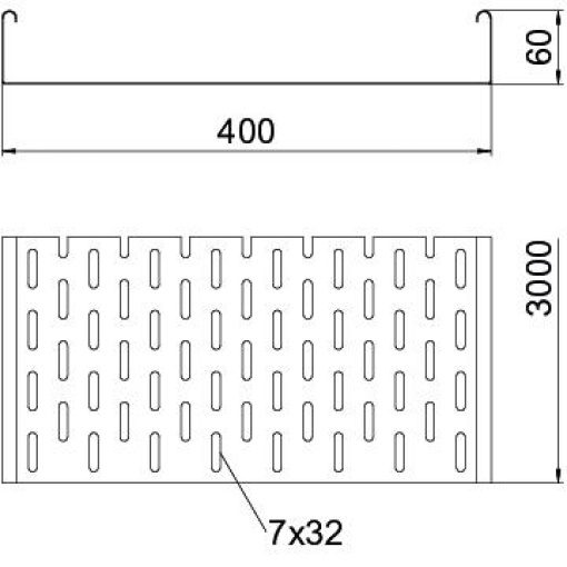 Caminho de cabos em chapa MKS perfurado 60x400x3000 Aço Galvanizado por imersão a quente após maquinação zinco