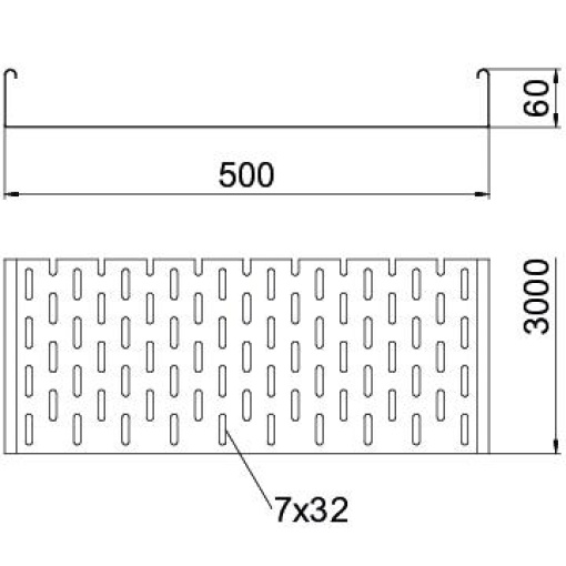 Caminho de cabos em chapa MKS perfurado 60x500x3000 Aço Galvanizado por imersão a quente após maquinação zinco