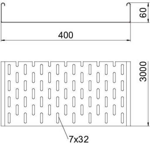 Caminho de cabos em chapa SKS perfurada 60x400x3000 Aço galvanizado pelo método Sendzimir zinco