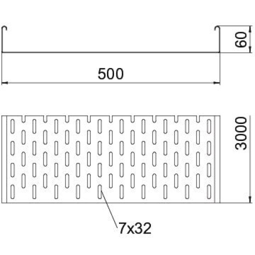 Caminho de cabos em chapa SKS perfurada 60x500x3000 Aço galvanizado pelo método Sendzimir zinco