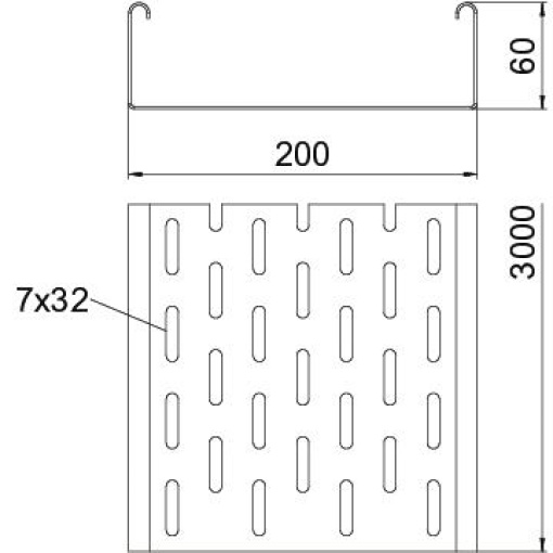 Caminho de cabos em chapa SKS perfurado 60x200x3000 Aço Galvanizado por imersão a quente após maquinação zinco